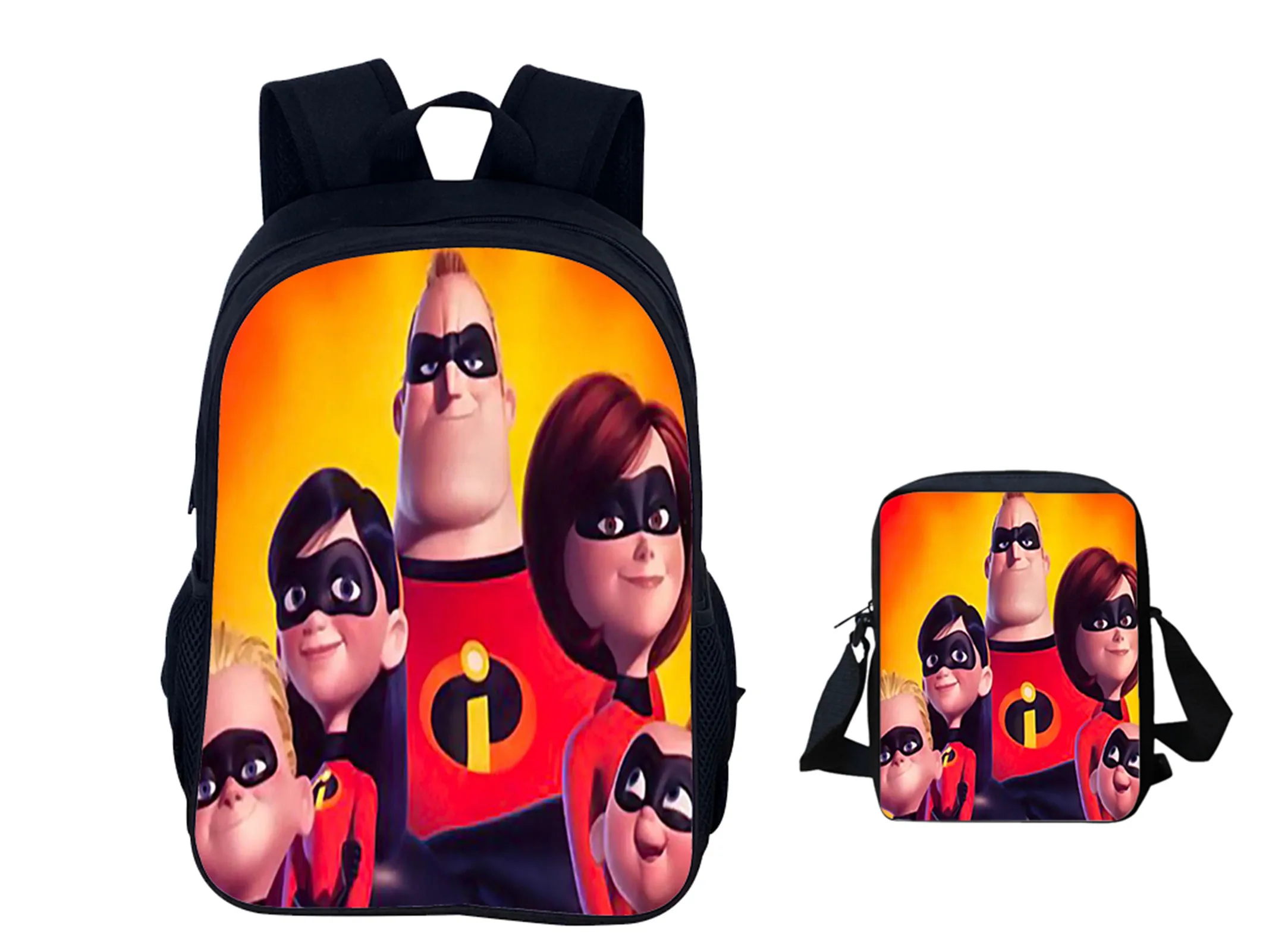 

HOT The Incredibles Classic Lightweight Schoolbag 2Pcs Set-Cartoon Rucksack+Side Bag,Casual Backpack for Little Kids