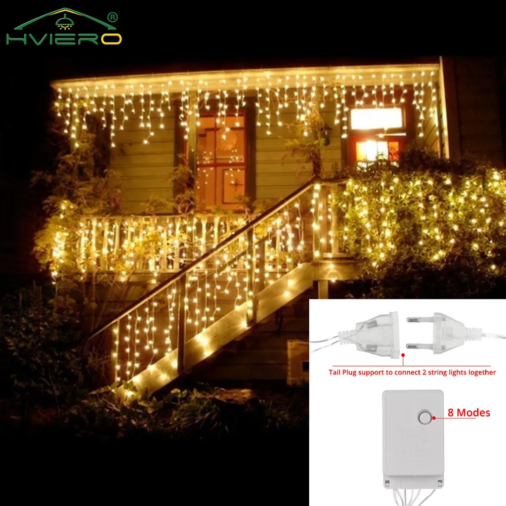 

Outdoor LED Curtain Icicle String Light Christmas Garland Fairy 220V 96Leds Xmas Party Garden Stage Decorative Atmosphere Lamp