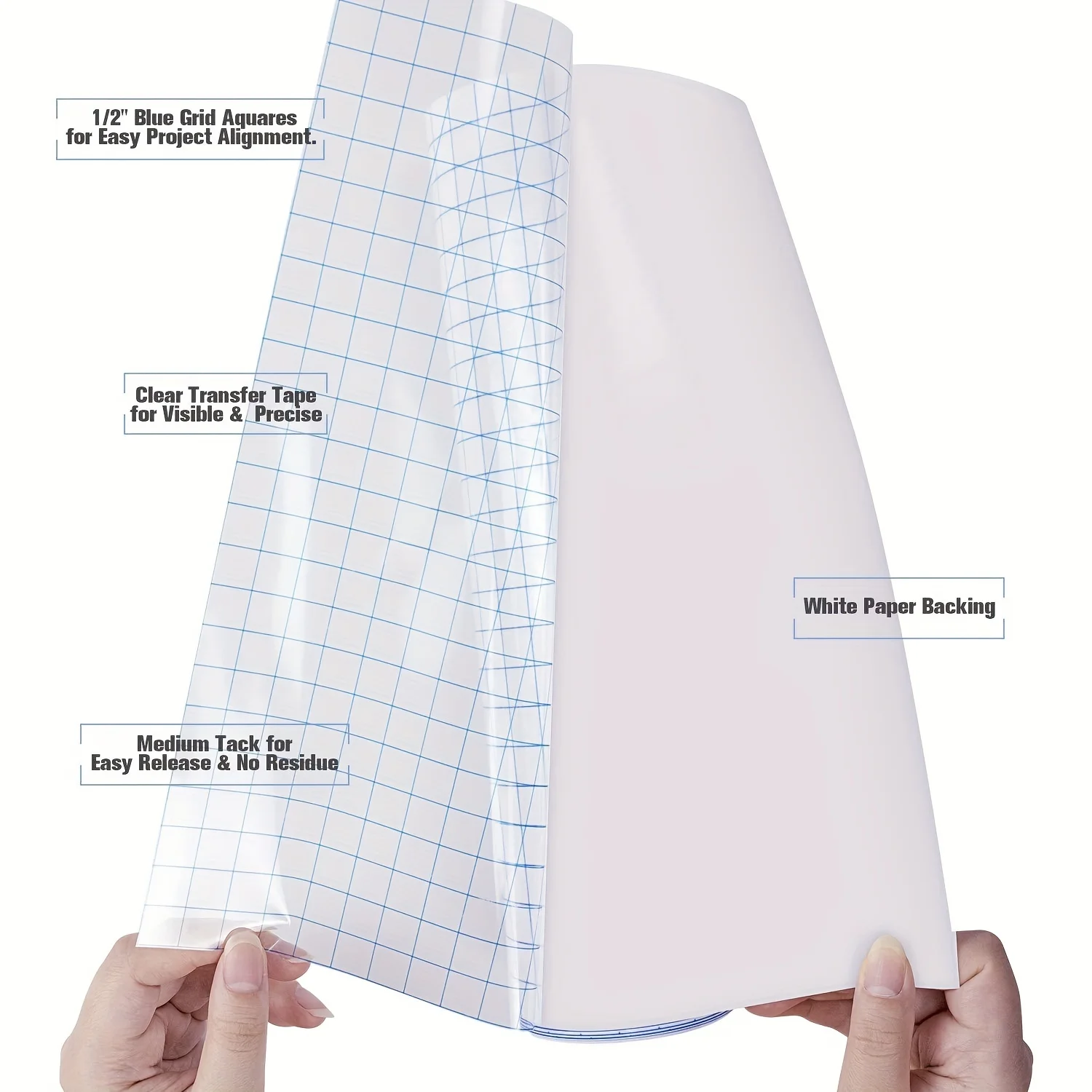 Transfer Tape for Vinyl Clear Transfer Paper Tape for Vinyl W/Alignment Grid Application Tape for Cricut Joy Vinyl, Oracal