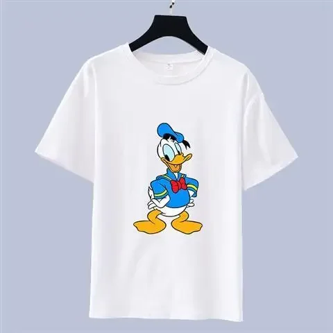 

Disney Mickey Mouse 2025 Новая горячая белая футболка для детей 2025 Лето Хлопковые топы Классический черный, белый цвет Дизайн Открытые руки Поза Мягкая