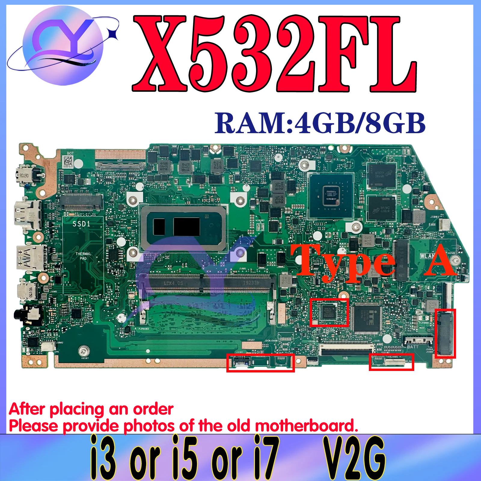 X532FL X532FLC Mainboard For ASUS X531FL X532F X531F S531F K531F V531F S532F K532F V532F Laptop Motherboard i3 i5 i7 8th/10th