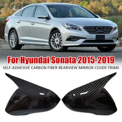 For Hyundai Sonata 2015-2019 OX Horn Car Rearview Side Mirror Cover Sticker Wing Cap Exterior Door Case Trim Shell Silver Frame