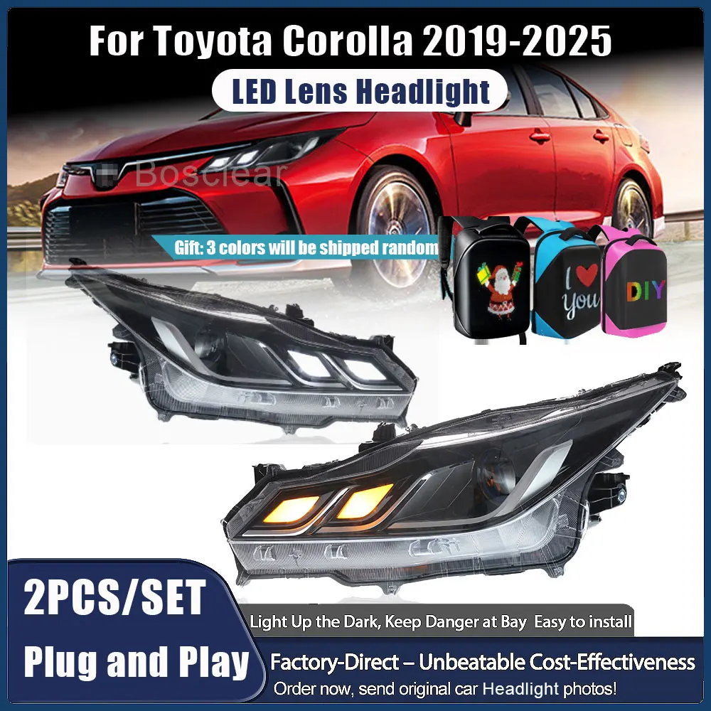 

Фара для Toyota Corolla 2019-2025: Обновленные высококачественные полностью светодиодные линзованные фары в сборе с дневными ходовыми огнями