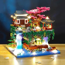 3320PCS Fiore di Pesco Cascata Building Block Architettura Padiglione Fiume Luce Modello FAI DA TE Micro Mattoni Giocattolo Amico Graduato Regalo