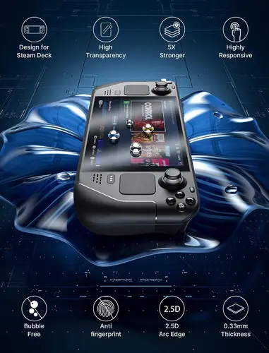 Imagen 2 del producto Paquete de 2 protectores de pantalla antideslumbrantes para Steam Deck OLED, vidrio templado mate de dureza 9H resistente a los arañazos, viene con kits de herramientas