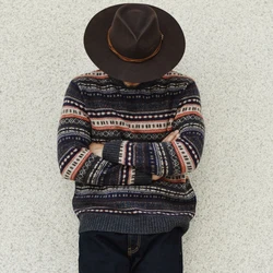 Sauce Zhan Mens Fair Isle Lambswool Sweater Winter Warm O-neck Wool Pullovers Multicolored Patterns