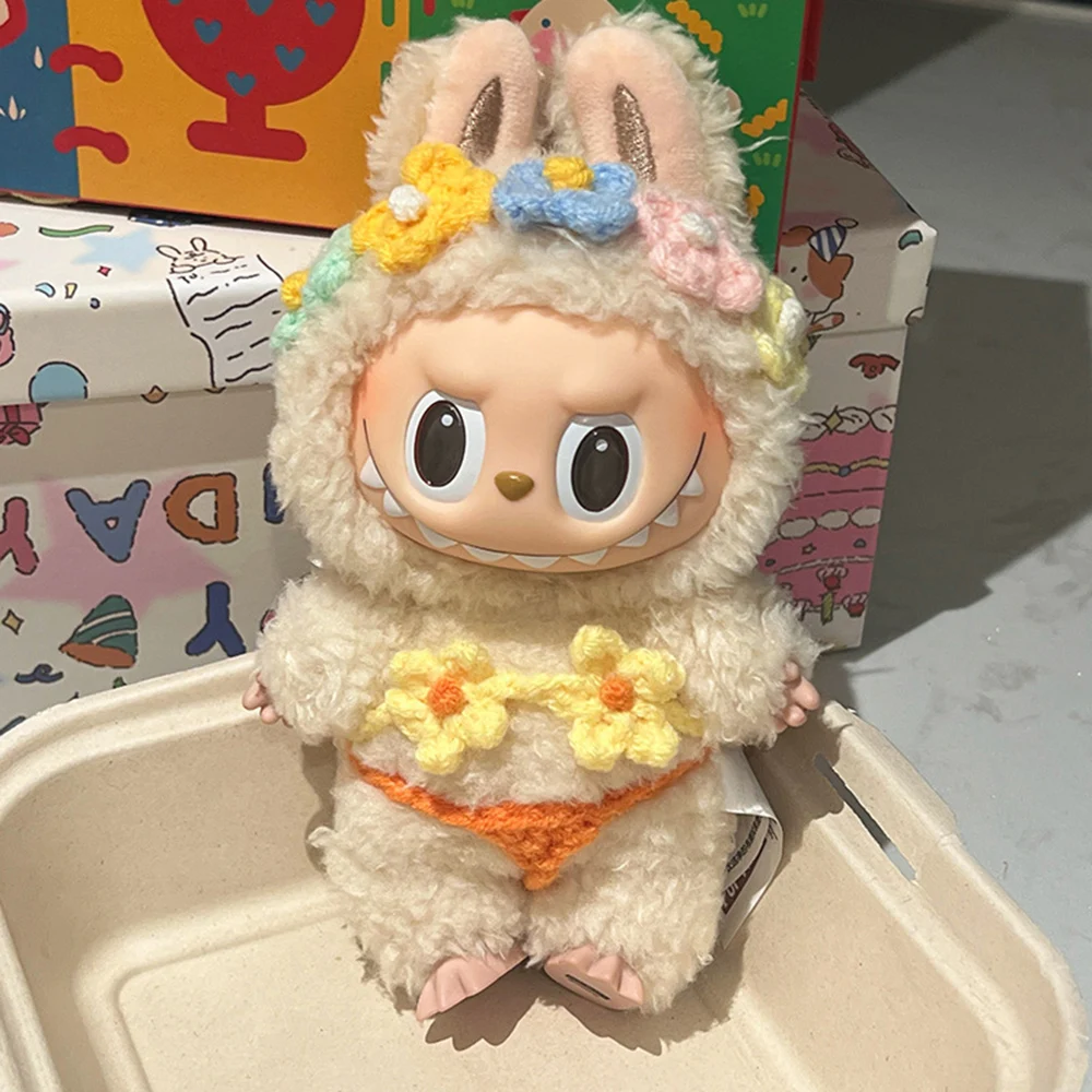 

15/17 см Labubu V1/v2/v3 бикини ручной работы пляжная шляпа от солнца комплект головных уборов одежда для украшения кукол Labubu