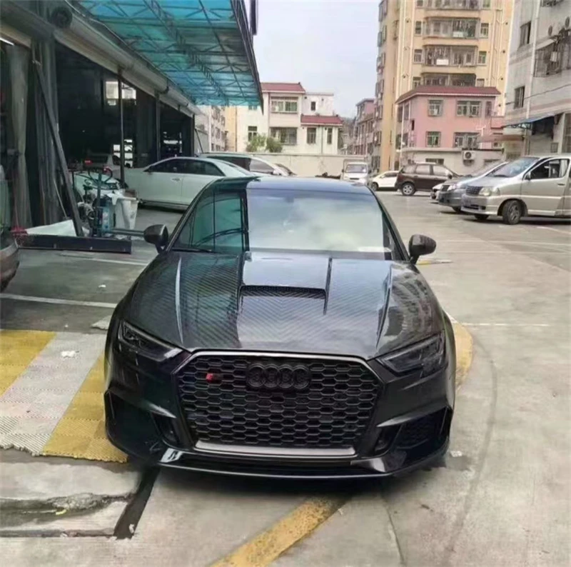 لأودي A3 S3 RS3 2013 2014 2015 2016 2017 2018 2019 ReaI ألياف الكربون الجافة محرك غطاء محرك السيارة مجموعة غطاء