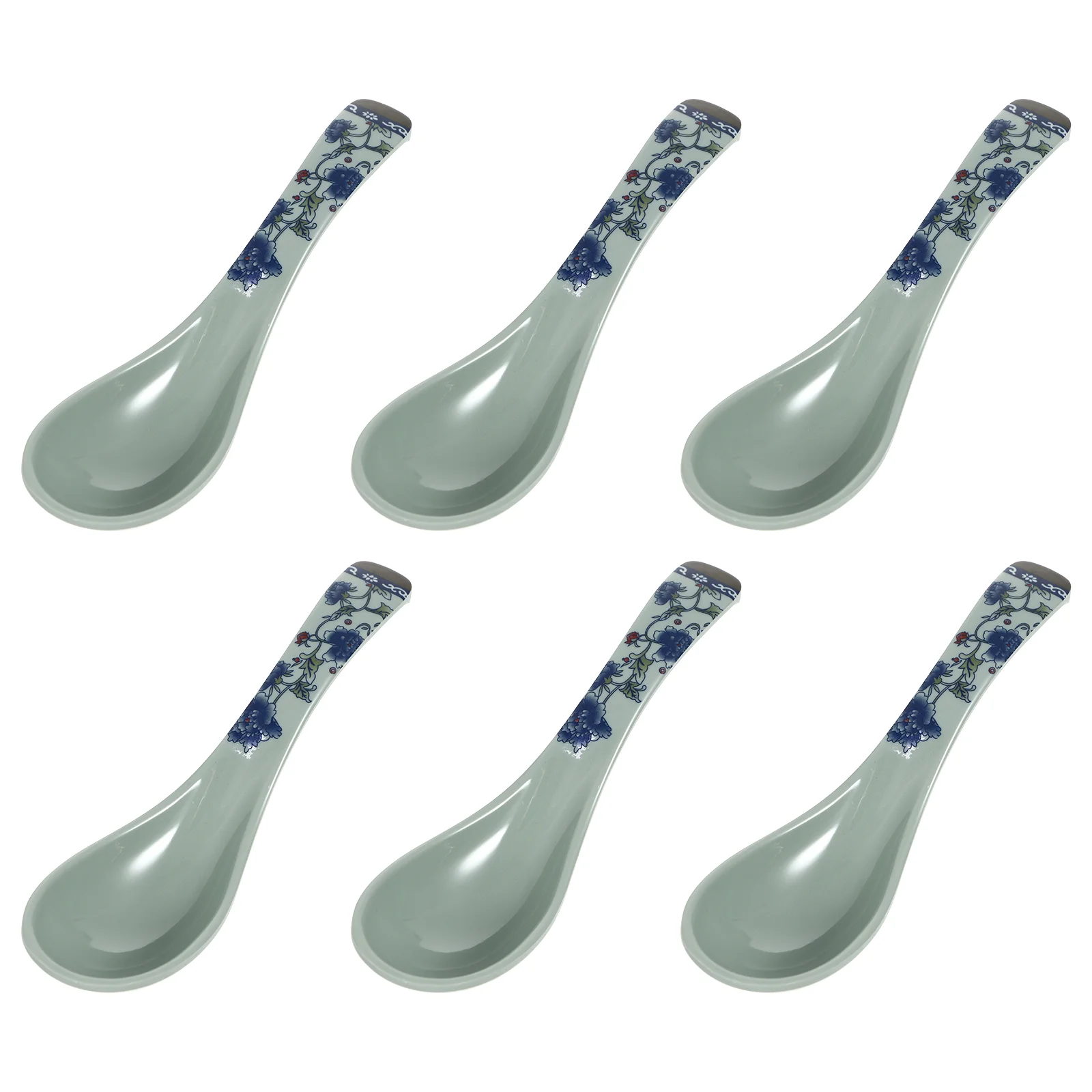 6 Pcs Anti Ceramic Blue and White Spoon Porridge Kitchen Tableware Soup Creative Spoons Coffee Scoop Dinnerware