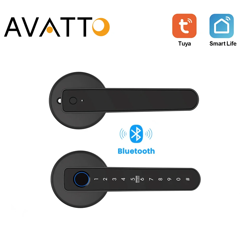 AVATTO Bluetooth Smart Handle Lock,Tuya Fingerprint Door Lock Home Security Lock.