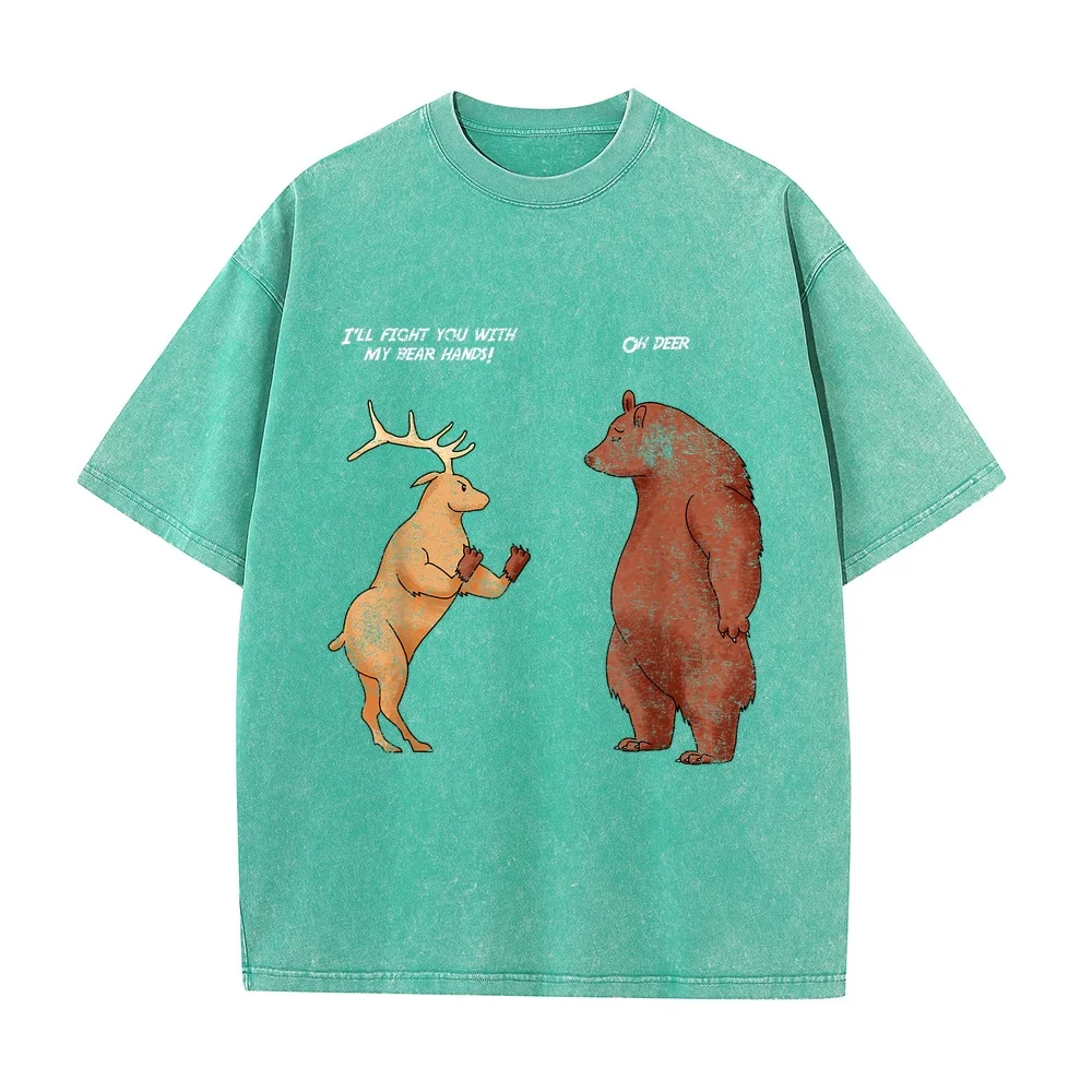 Bear Hands Oh Deer Funny Sayings Animal Puns Jokes Gift T-Shirt Oversize Man China Online Store Printed 100 Cotton T Shirt
