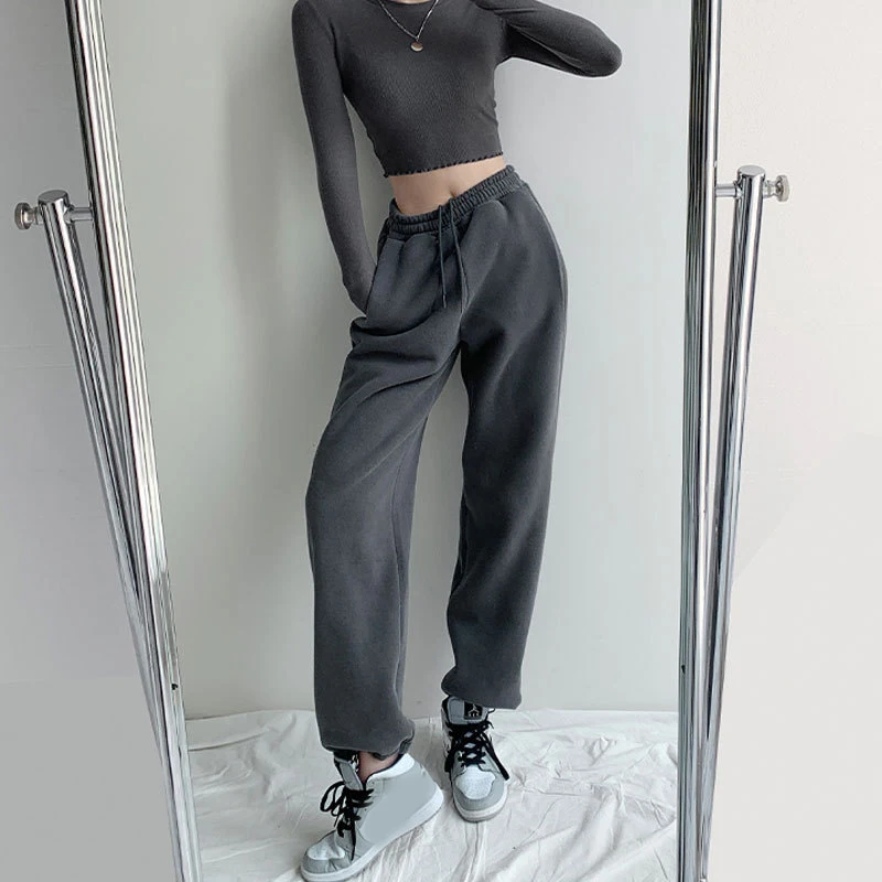 2024 Autumn S-XXL Size Gray Baggy Sweatpants Women Winter Loose Women Sports Pants White Trousers Joggers Streetwear Cool