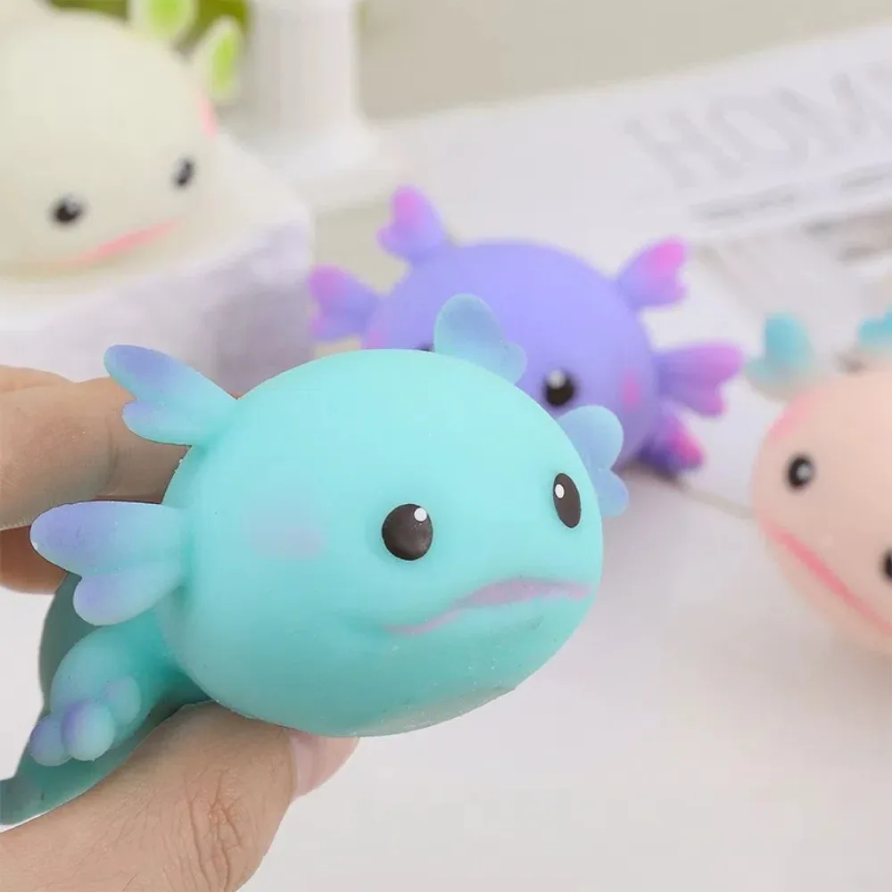 Cute Axolotl Squeeze Toys Stress Relief Fidget Doll Cartoon Fish Squishy Toy Multiple Color Stretch Design Slow Rebound Toys