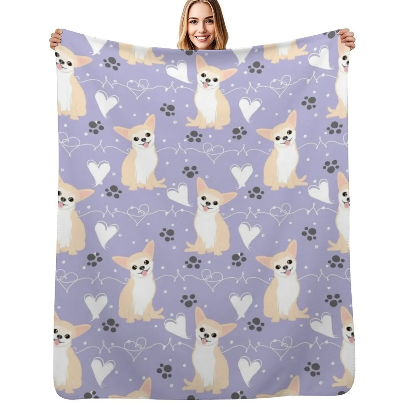 

LOVE Fawn Cream White Chihuahua 2 Throw Blanket for winter Soft Big Bed Fashionable Blanket