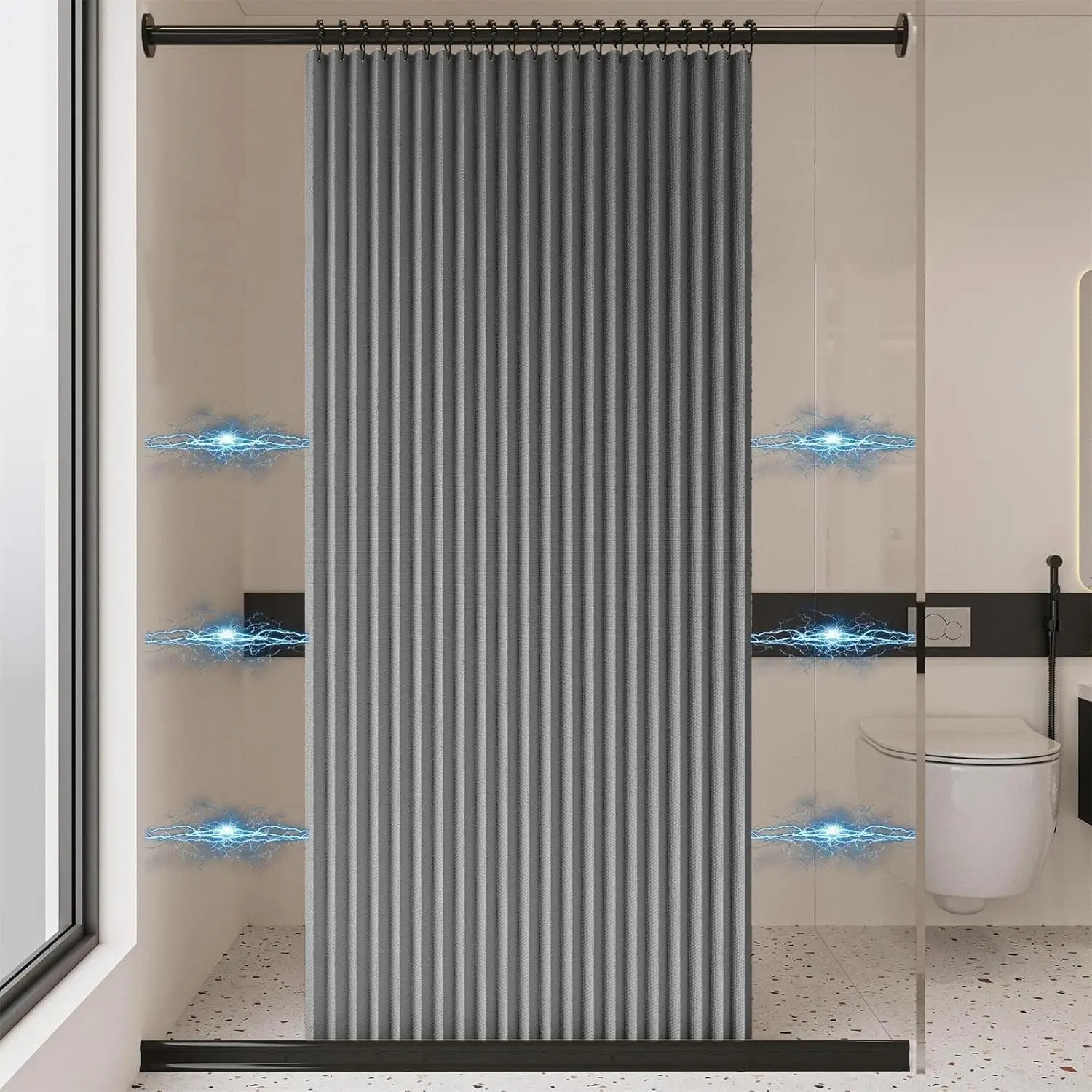 

Складные льняные занавески для душа для ванной комнаты с магнитами, водонепроницаемая занавеска для душа с аккордеоном для конфиденциальности и без ударов