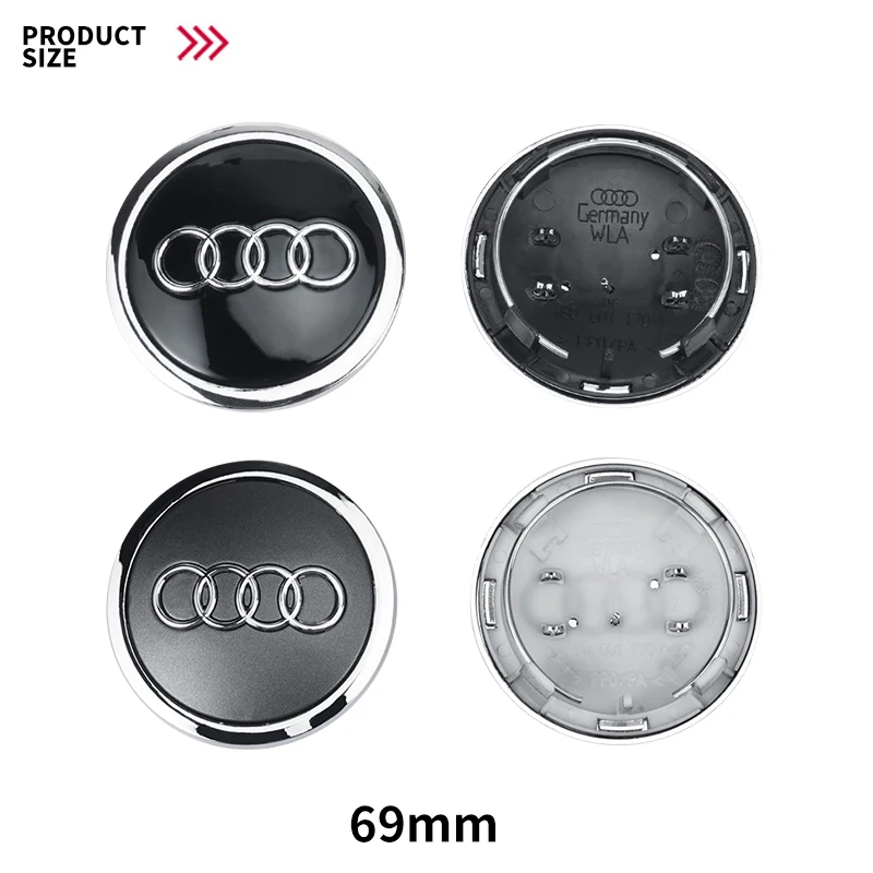 60/61/68/69mm Audi Emblem Badge Car Wheel Center Hub Cap Covers Auto Rim Cover For Audi TT Q2 Q3 Q4 Q5 Q6 Q7 Q8 A3 A4 A5 A6 A7