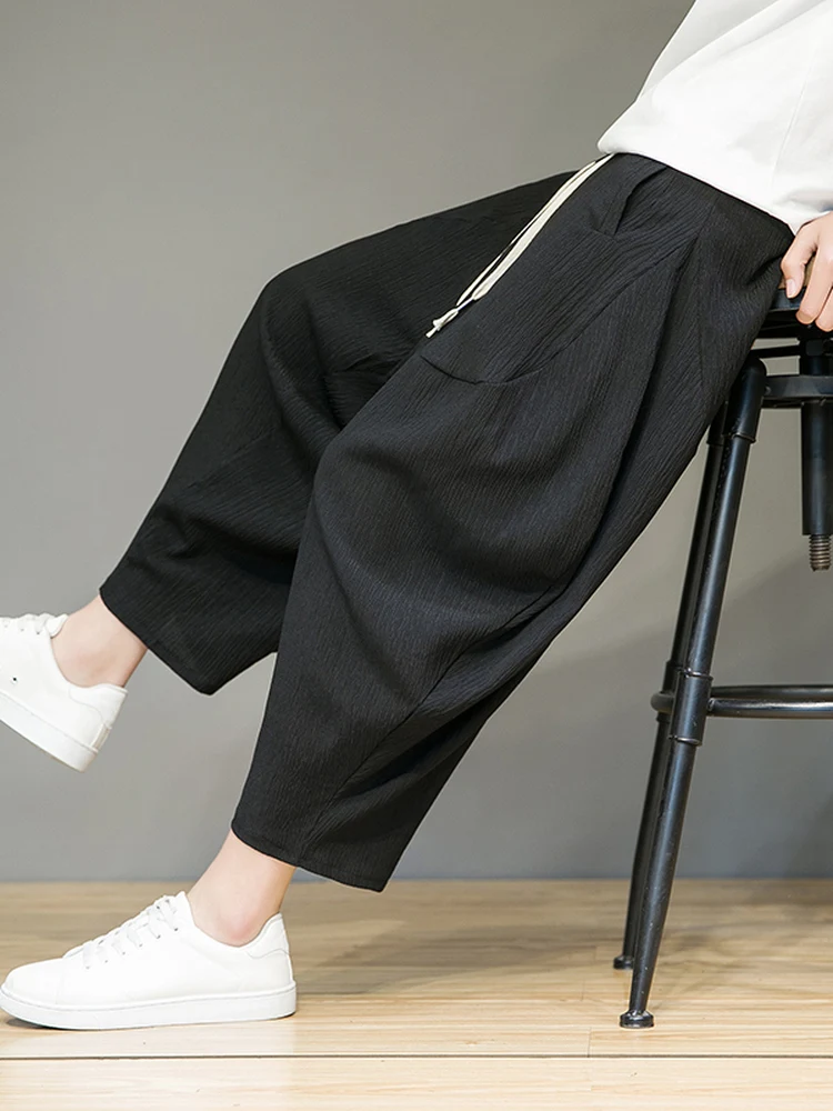 

Loose Straight Leg Men's Summer Thin Wide Leg Pants Casual Harlan Trousers Breathable Comfortable Lightweight Faionable