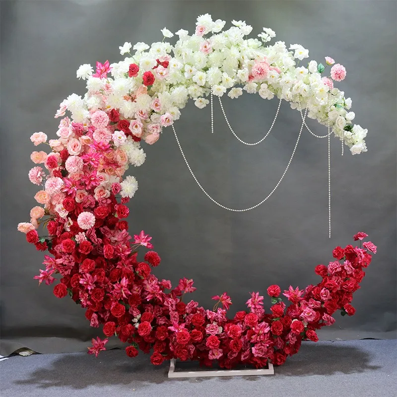 

Wedding props proposal moon arch background layout internet celebrity check-in floral ornaments stage road decoration