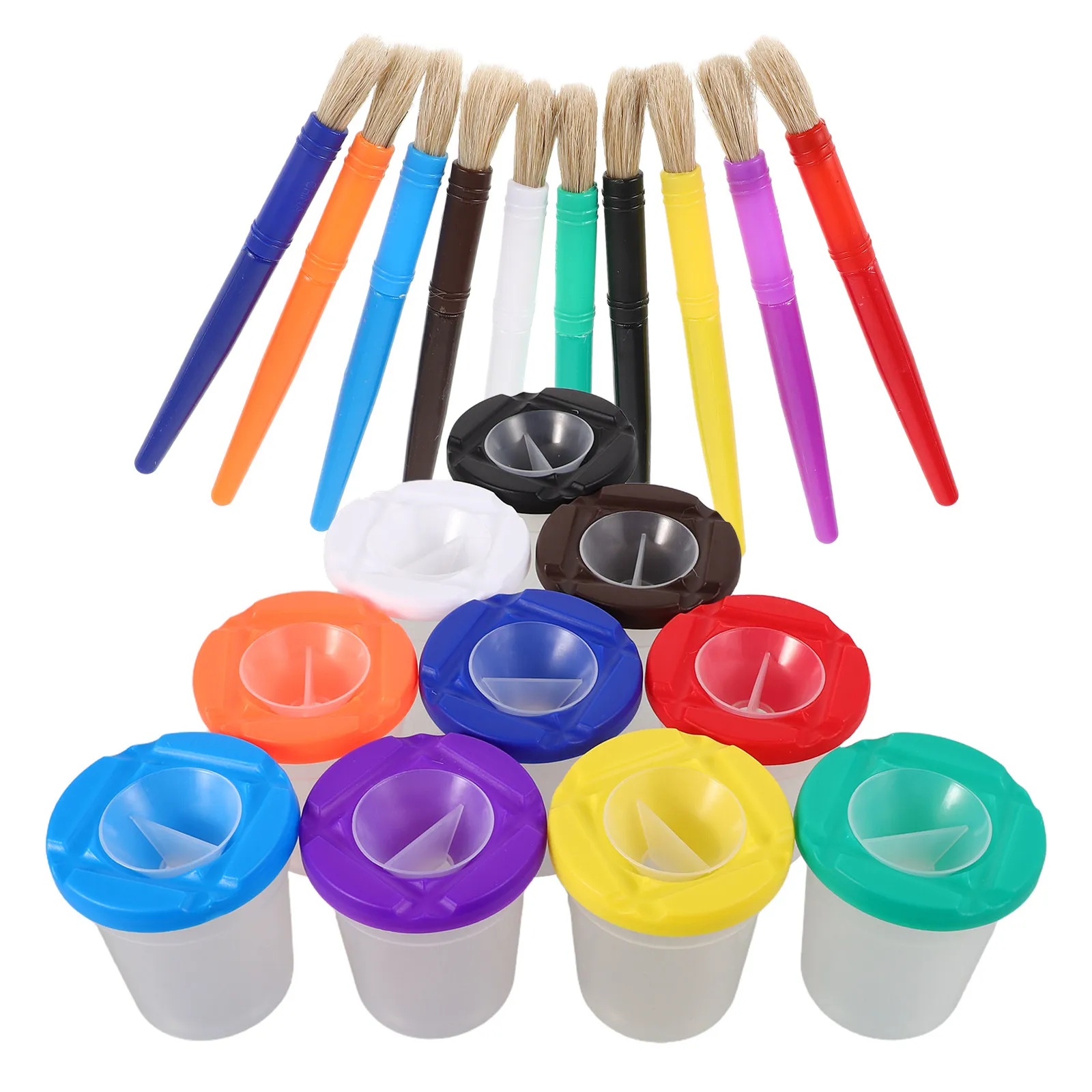 1Set Paint Washing Cup Anti-Tip Reusable Plastic Paint Mixing Cup Safe Non-Toxic Art Supply for Drawing Painting