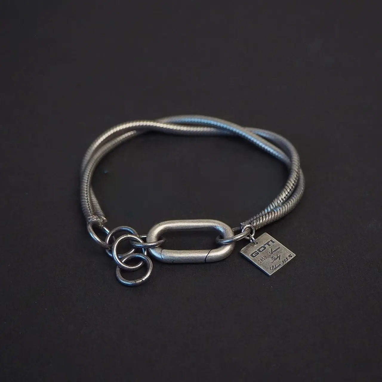 Cross Double Chain Twisted Snake Bone Shape Bracelet Heavy Work Old Vintage Bracelet