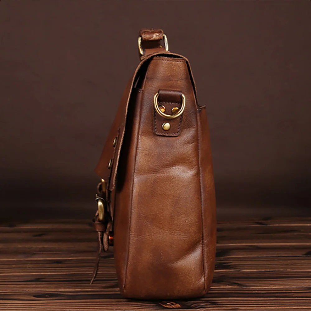 New Vintage Cowhide Genuine Leather Men Handbag Laptop Tote Bag Business Briefcase Male Casual Shoulder Crossbody Messenger Bags