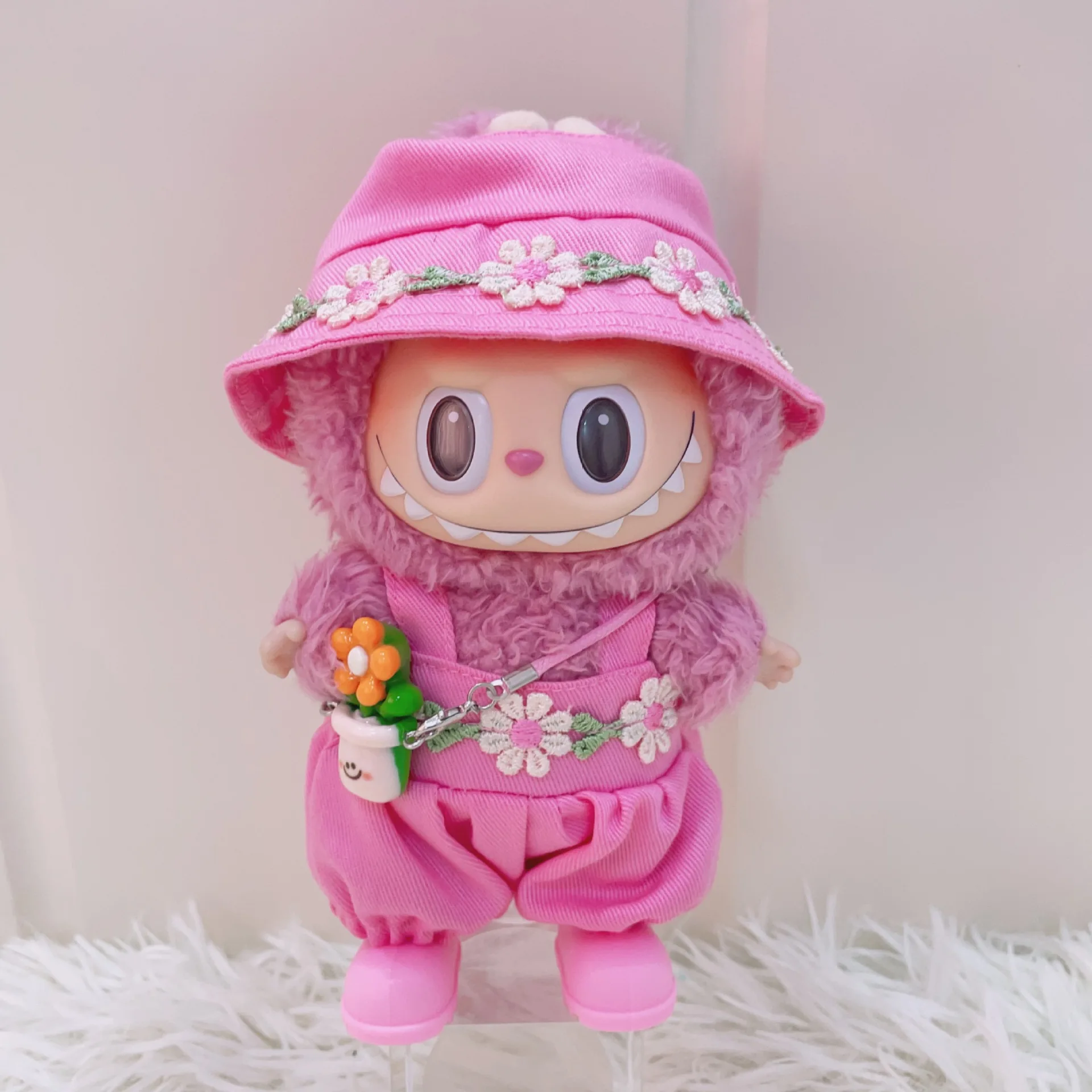 

Labubu 1st 2nd 3rd Gen Adorable Floral Garden Outfits Flower Embellished Hats Overalls Mini Bags For 15/17cm Dolls