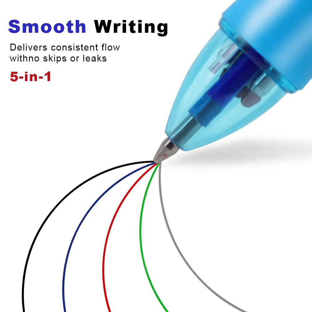 Creative 5 In-1 Multicolor Erasable Gel Pens 2Pcs Automatic Pencil With Eraser For School Office Writing Supplies Stationery view 3