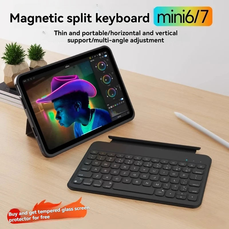 

Brilove Keyboard Protective Case for Ipad Mini6/7 Protective Casing Mini Bluetooth Tablet Keyboard Ultrathin Backlight Portable