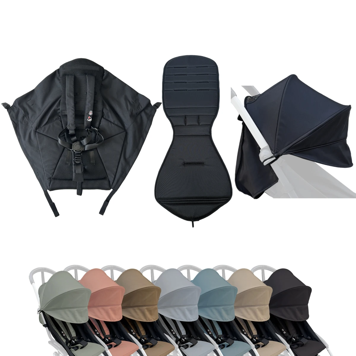

MomTan 3pcs/set Stroller accessories Extended Canopy & Seat Cushion & Seat Base for Babyzen YOYO series & Stokke YOYO3 Strollers