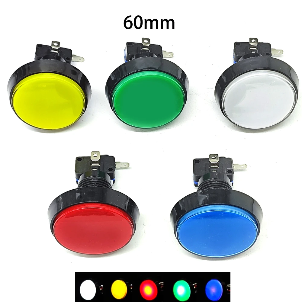 60mm Arcade-Druckknopf LED-Beleuchtet DC 12V Flachknopf für Arcade-Spielautomaten, Kartenabholung, Autowaschanlagen, Verkaufsautomaten-Teile DIY – Detail 1