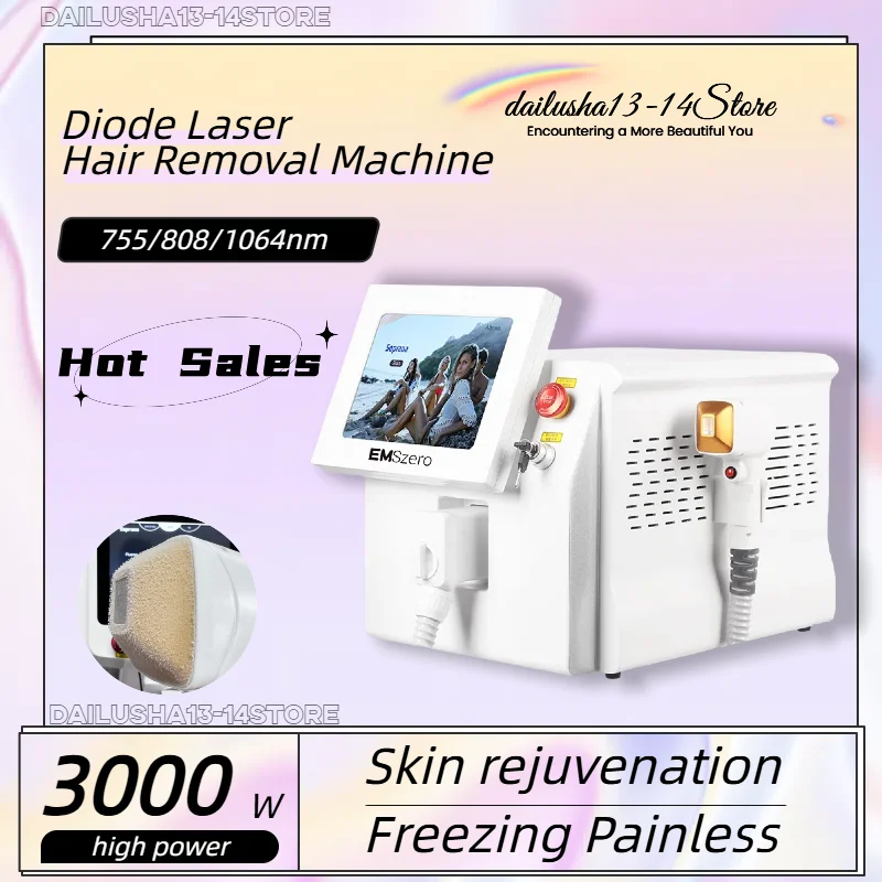 

2025 Newest Ice Titanium 808nm Diode Laser Hair Removal Machine Professional 3 Wavelengths Cooling Head Painless Epilator