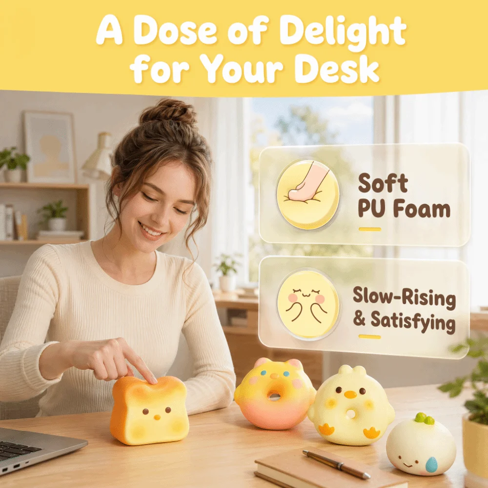 Portable Multicolor Squeeze Toy Squeezable Slow Rising Design Squeeze Toast Toy Cartoon Animal Soft Bread Toy Stress Relief Use