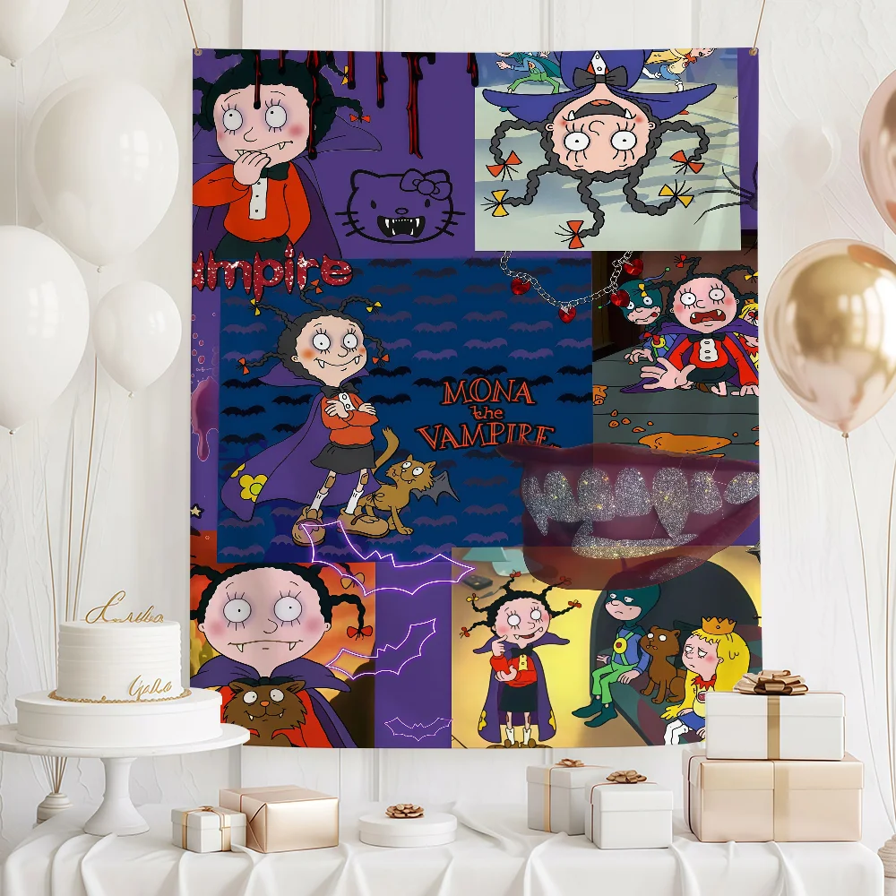 Cartoon Mona the Vampire flag Custom Camping Garden Decor Party Backdrops Wall Art Family Gifts