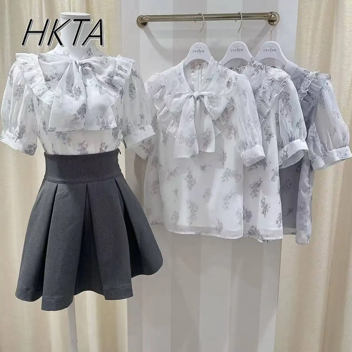 

Original Japanese Shirts Women's 2025 Summer Lace Short Sleeve Blouse Top Sweet Print Commuter Chiffon Shirt Blusa De Mujer