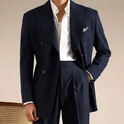 Double Breasted Trouwpak Mannen Smoking Pak Roken Homme Mariage Traje Novio 2024 Wol Italiaanse Blazers Pak Voor Mannen Business