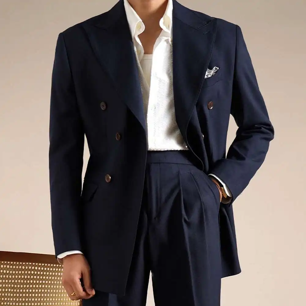 Double Breasted Wedding Suit Men Tuxedo Suit Smoking Homme Mariage Traje Novio 2024 Wool Italian Blazers Suit For Men's Business