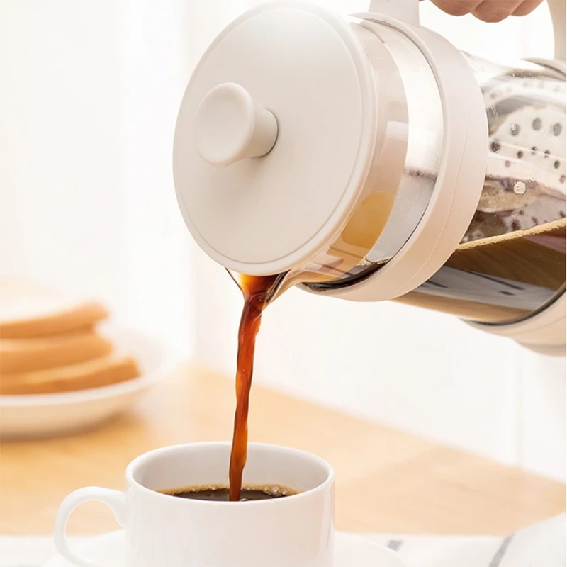 Ekspres do kawy French Press 12 uncji, białe prasy do kawy, ekspresy do herbaty ze szkłem borokrzemianowym na zimno i na gorąco