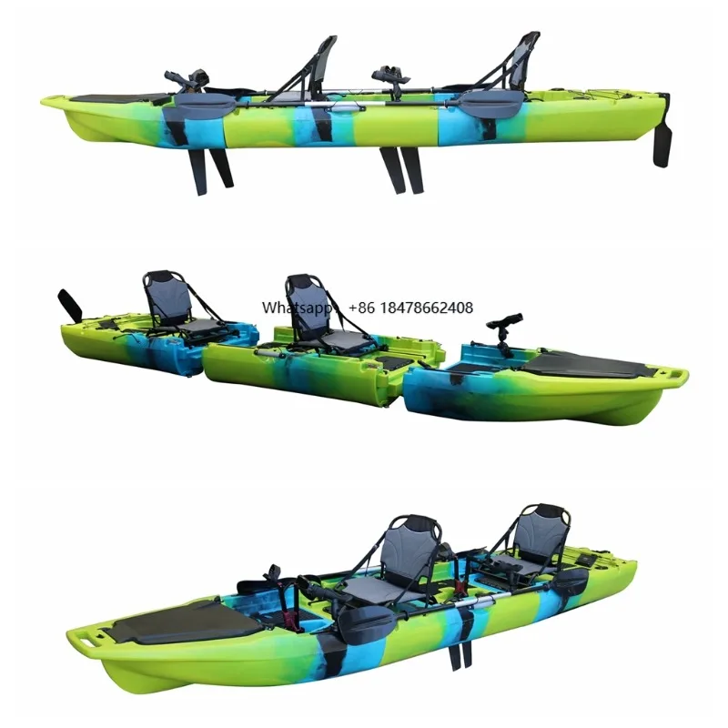 

Viggin Modular Removable Tandem 2-Person Hard Plastic Angler Kayak 14ft 2 or 3 Section Pedal Fishing Kayak with Pedals