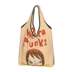 Reusable Punks Yoshimoto Nara Shopping Bags for Groceries Foldable Grocery Bags Washable Large Tote Bags