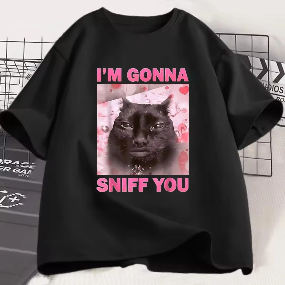 I'm Gonna Sniff You Cat Funny Meme Cute Pattern Men Women T-Shirt Y2K Short-Sleeve Great Gift for Christmas or Halloween Tee Top
