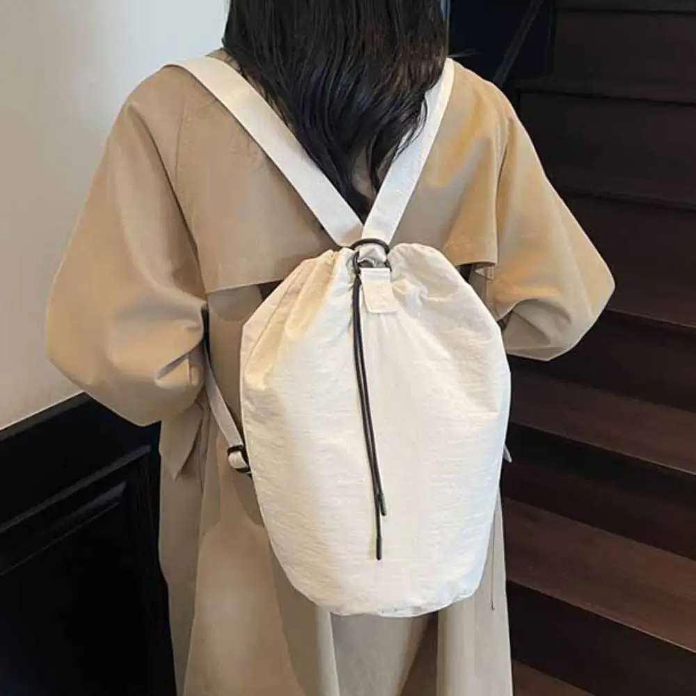 

Large Capacity Sport Racket Storage Backpack Solid Color Nylon Fitness Shoulder Bag Badminton Lightweight Drawstring Fitness Bag