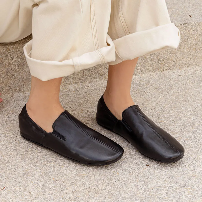 أحذية نسائية ربيع جديد البغال أحذية بسيطة غير رسمية جلد الغنم جولة تو لينة الشقق كوريا نمط اليدوية أحذية أساسية مريحة #6