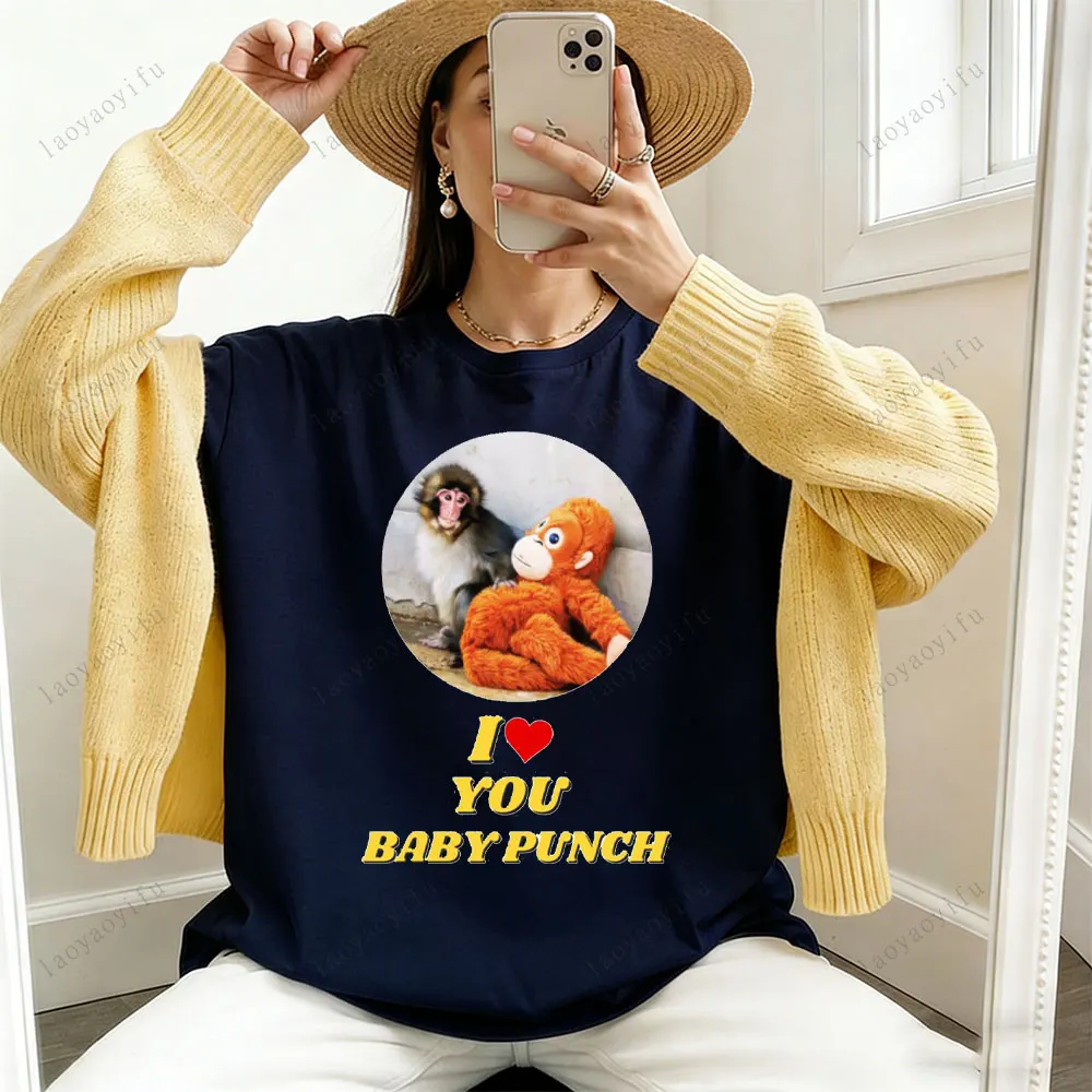 Punch Monkey T Shirt Cute Monkey Tops Animal Print Tees Graphic T Shirts Aesthetic Kawaii Clothes Vintage Ropa De Mujer