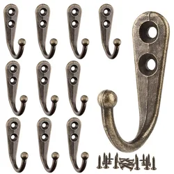 10pcs Vintage Coat Hooks W/ Screws Wall Mounted Cast Antique Hook Door Robe Clothes Towel Keys Hangers For Bathroom Kitchen