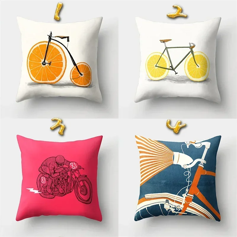 Giraffe Animal Musical Instrument Pillowcase Household Creative Fruit Bicycle Acrobatic Cushion Cover
