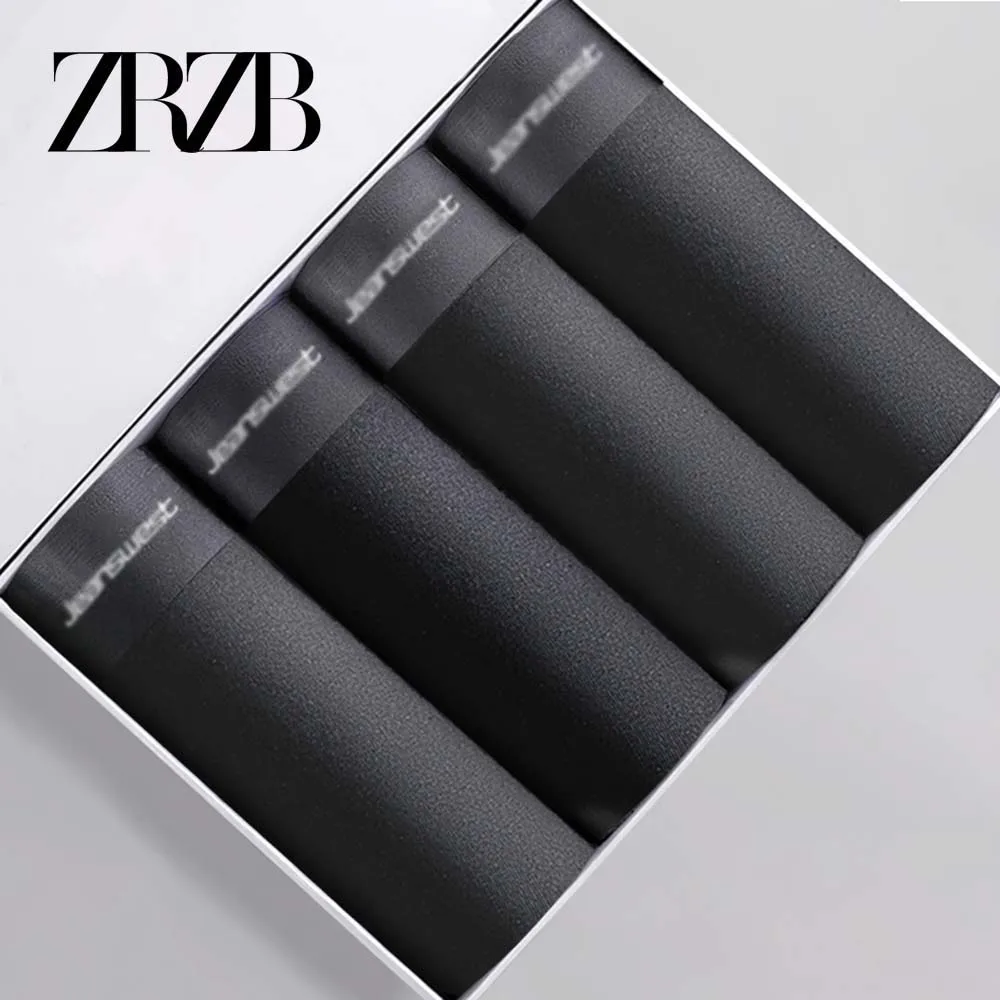 

ZRZB Mens Boxer Underwear soft Black boxershorts Milk Silk soft Underpants Male Panties 3D Pouch Shorts Under Wear Pants Short