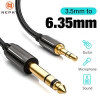 Gold plated 6.35mm To 3.5mm Jack Aux Cable Adapter For Guitar Amplifier Mixers Audio Auxiliary 3.5 6.35 mm Long Wire TRS Stereo