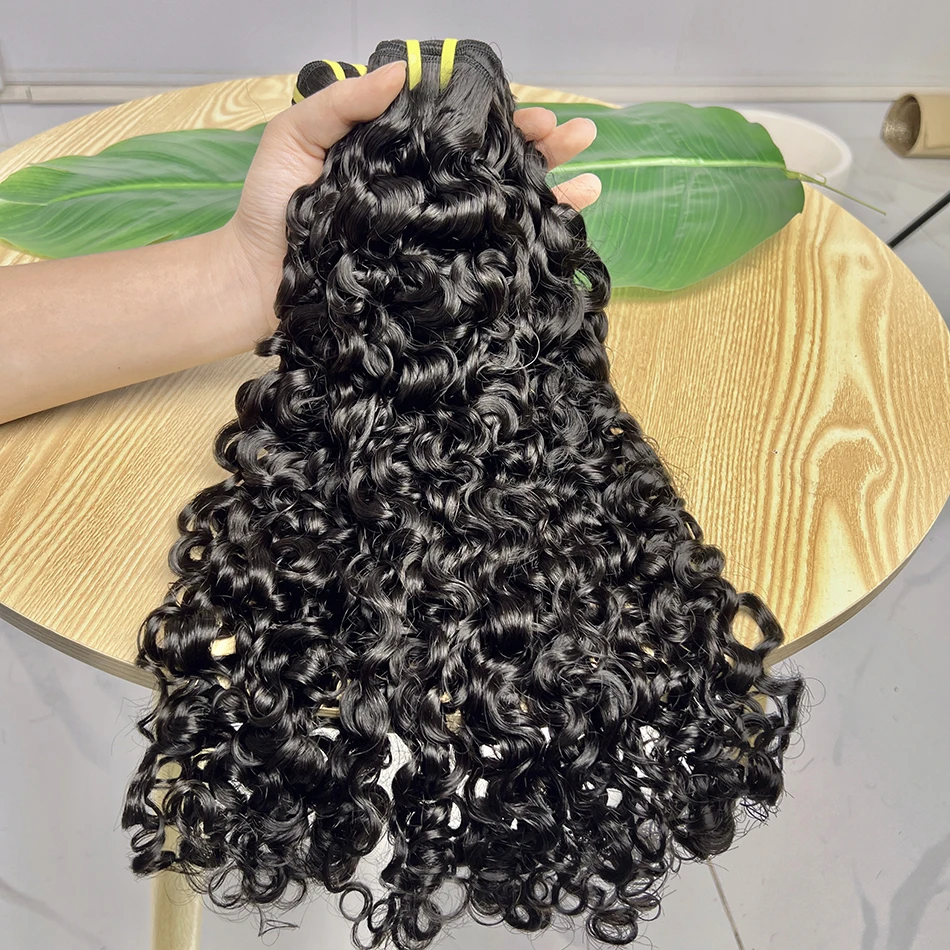 Birmese lockiges Echthaar-Bündel # 1B natürliche Farbe gewellt rohes reines Haar Weave Extensions federnd lockiges 100 % Echthaar für Frauen – Detail 12