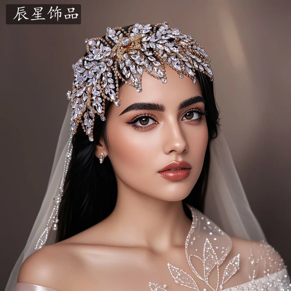 

New European and American style wedding gown accessories, bridal headwear, handmade rhinestone flower hairband