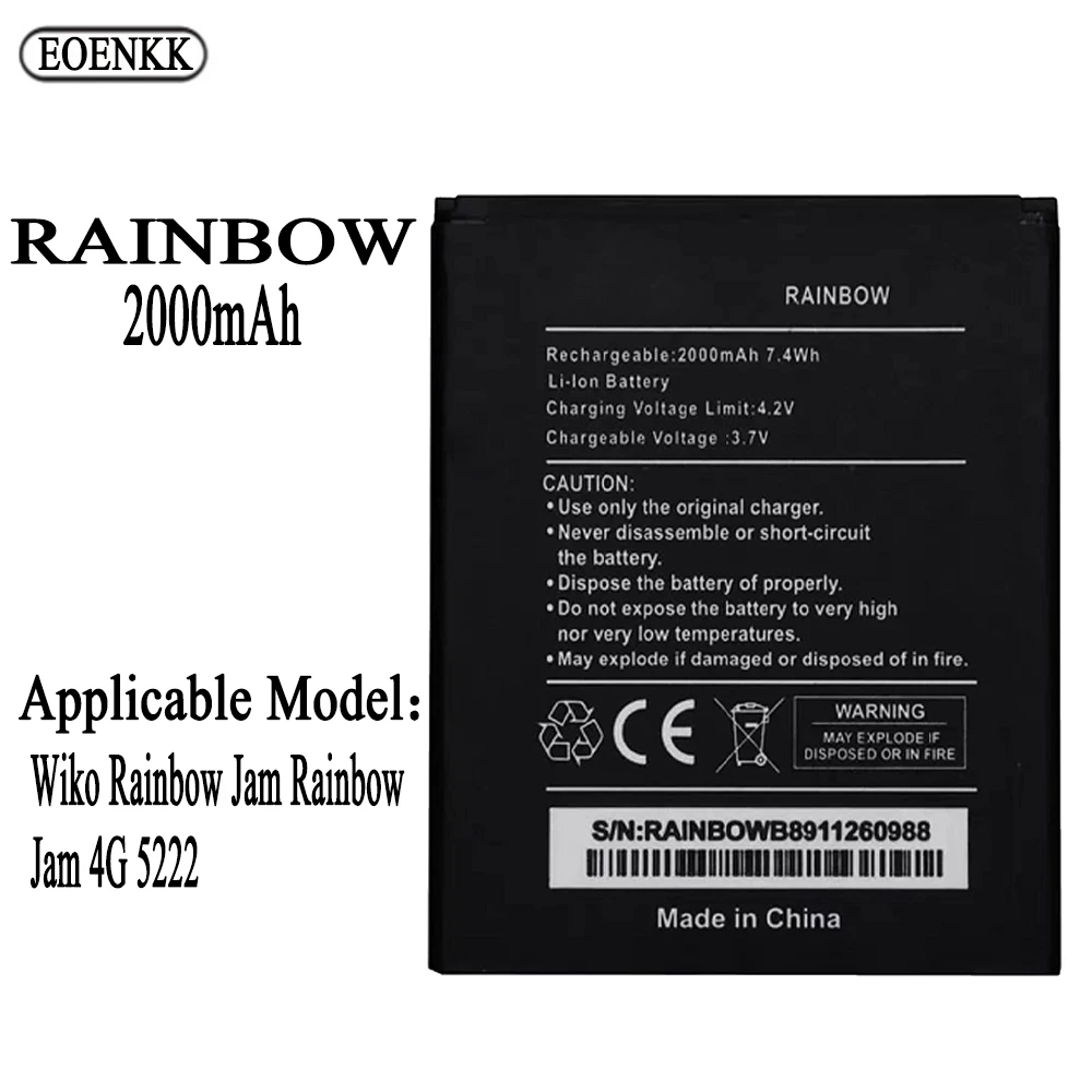 

high capacity Capacity Rainbow Battery For Wiko Wiko Rainbow Jam Rainbow Jam 4G 5222 Mobile Phone Batteries Bateria